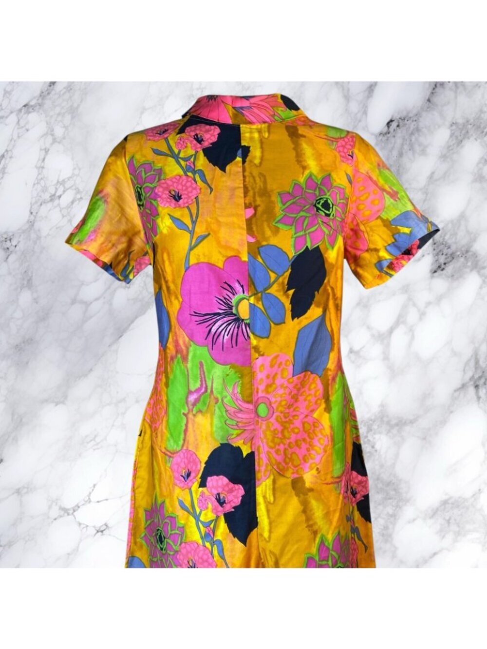 VTG 60-70’s WideVTG 60-70’s Wide Leg Neon Floral Psychedelic Crop Flare Jumpsuit - Picture 11 of 12